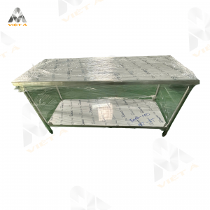Bàn inox ra đồ bếp nhà hàng có giá phẳng 02