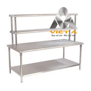 Bàn inox có giá 2 tầng trên để gia vị