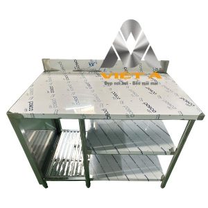 Bàn sơ chế inox có giá nan dưới và gáy