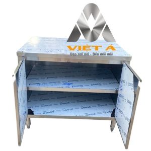 Bàn tủ inox 3 tầng cửa mở gia công