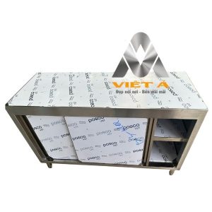 Bàn tủ inox sơ chế cửa lùa