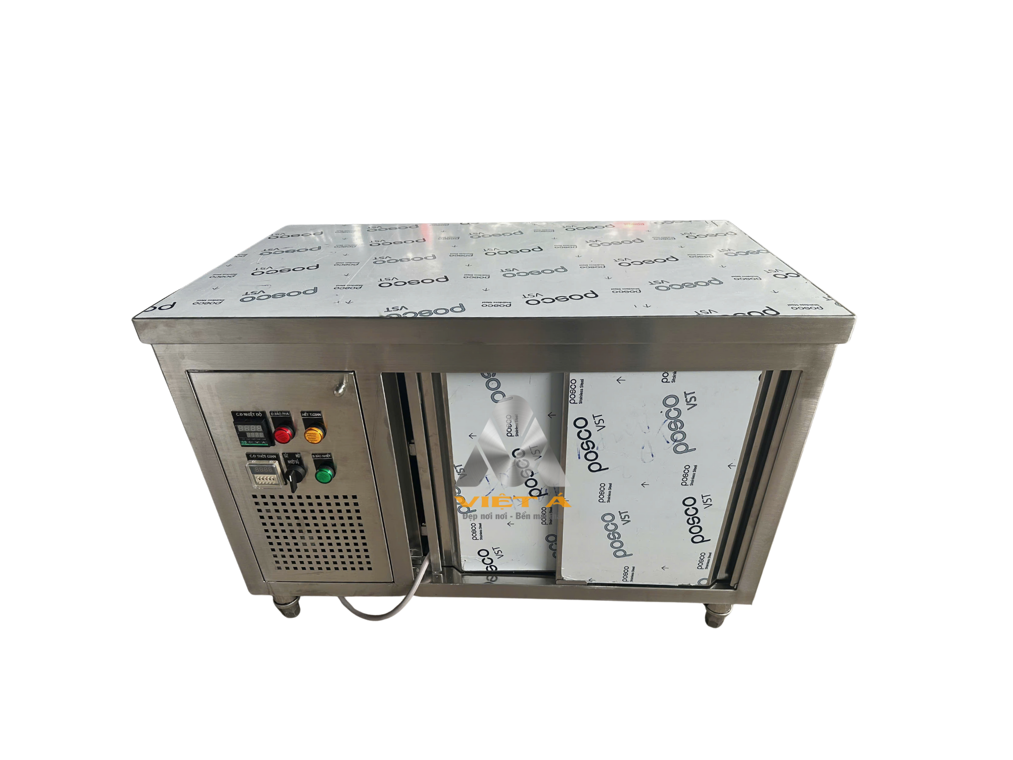 Bàn tủ sấy bát đĩa inox có cửa lùa